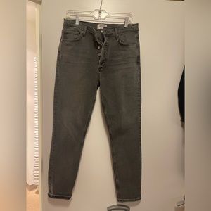 AGOLDE gray skinny jeans button down